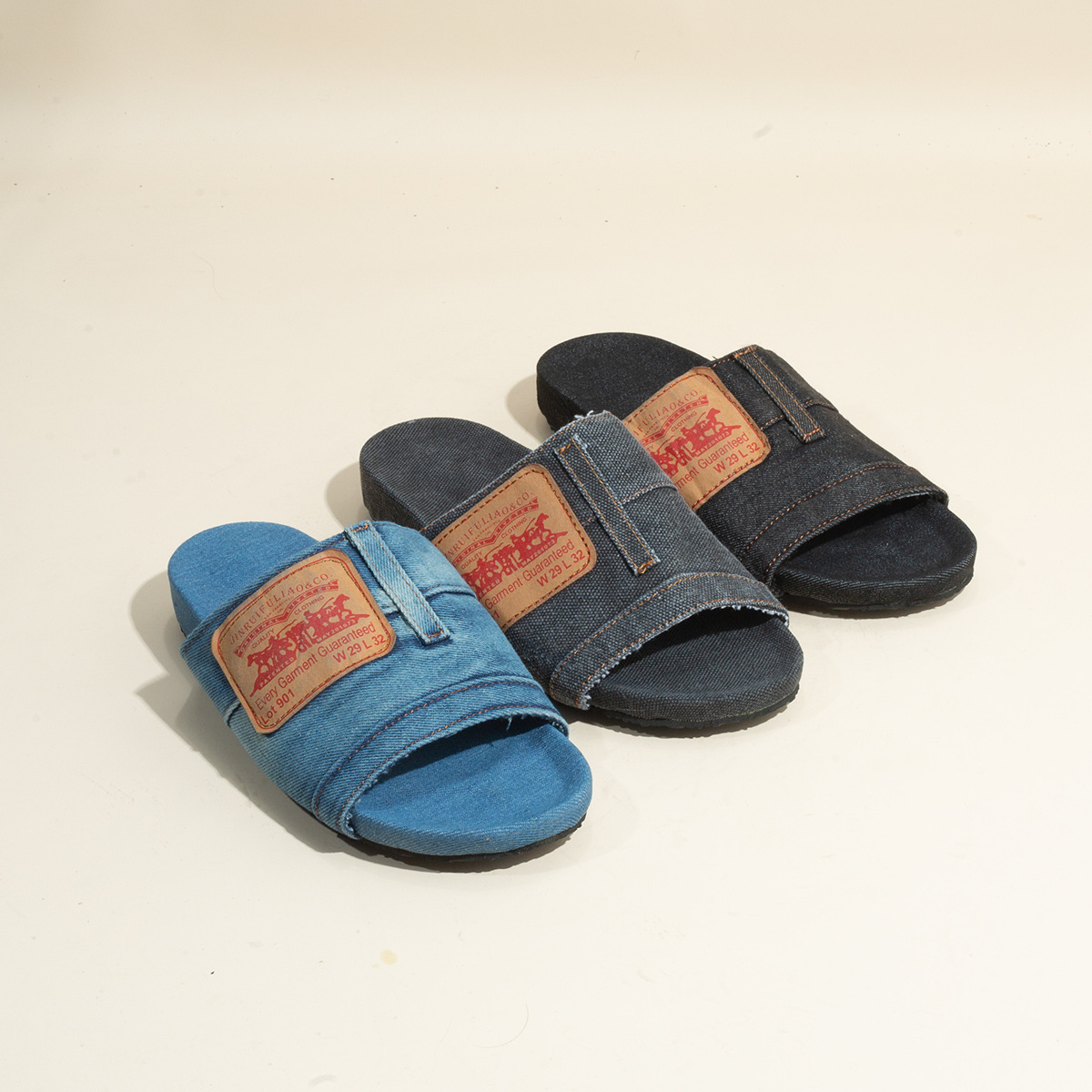 2024 Fashion Denim Slipper Female Shoes Non-slip Comfortable Summer Flat Slippers Woman Slides Outdoor Beach Casual Shoes Women