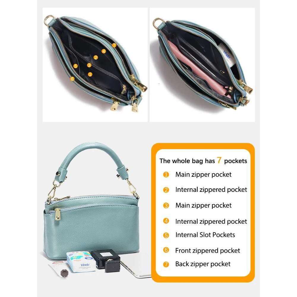 Zency Women Blue Red Soft Genuine Zipper Cowhide Leather Shoulder Bag Ladies Crossbody Small Handbag Satchels Sac