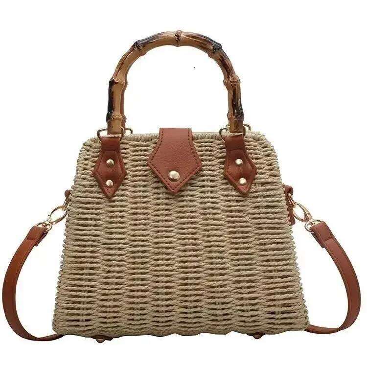 Fashionable Korean Crossbody New Style Handwoven Rattan Versatile Women's For Vacation Beach Bag