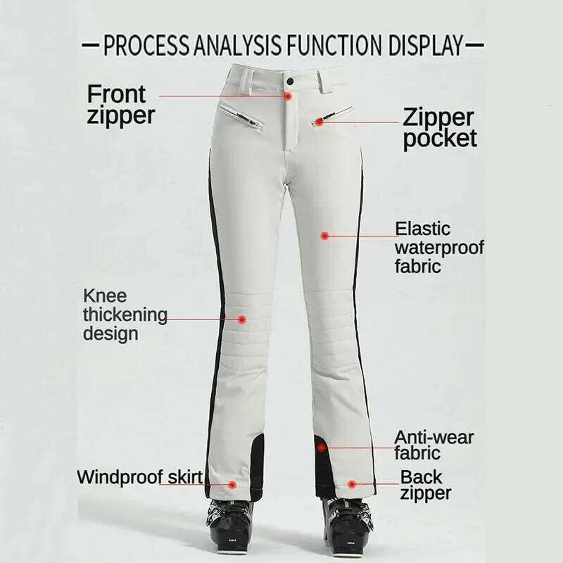 Ladies High Elasticity Skiing Women Slim Winter Trousers 2025 Alpine Sport Ski Pants Outdoor Warm Waterproof Snow Clothes