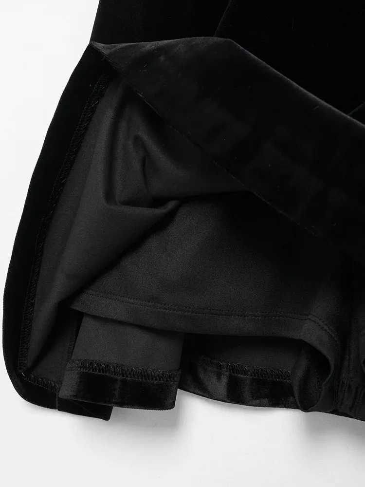 TFMLN Solid Velvet Strapless Mini Dress For Women Elegant Off Shoulder Sleeveless A-Line Party Dress Back Zipper Sweet Dress XJ250610