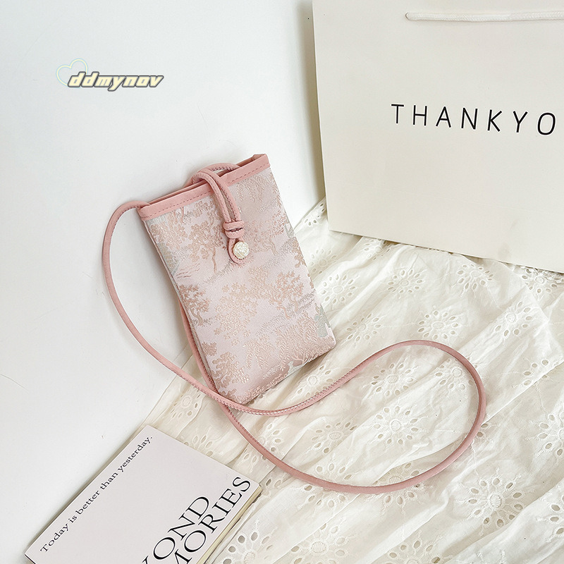 New Chinese Style National Trend Mobile Phone Small Women's Fresh Niche Single Shoulder Crossbody Bag Lightweight Coin Purse ddmynov