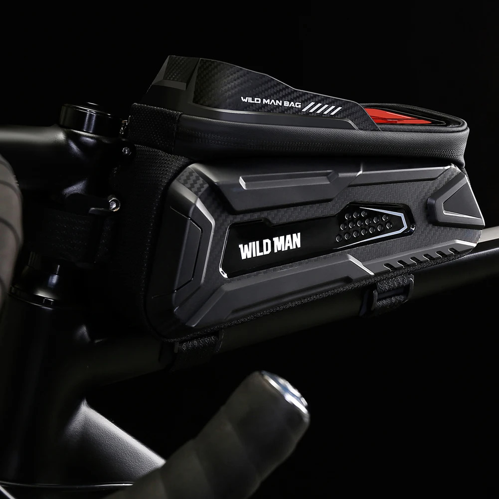 WILD MAN MTB Road Bike Top Frame Bag Touch Screen 1L Bike Pouch Phone Case Waterproof with Earphone Hole Cycling Equipment 250610
