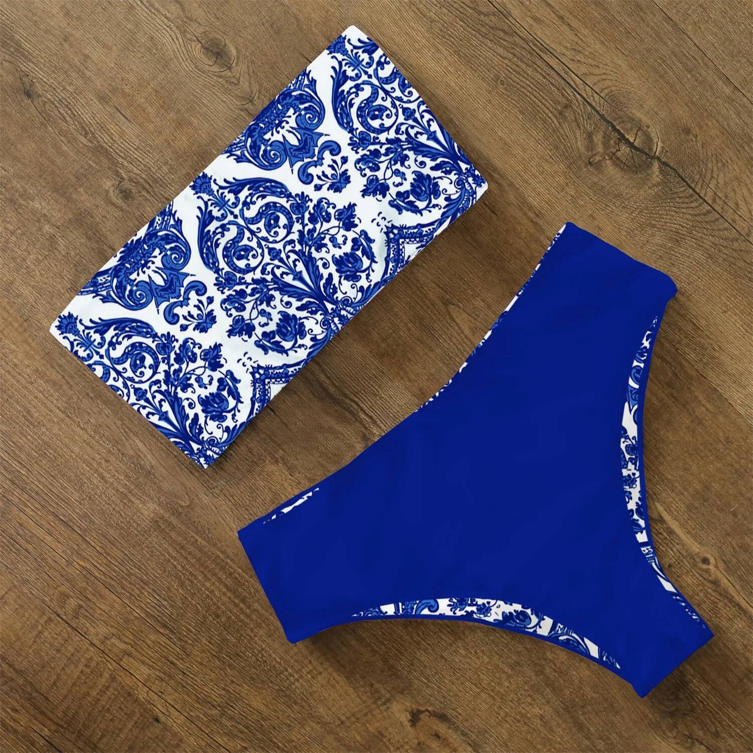 2025 Swimwear Swimsuit Women Print High Waist Bikini Set Back Cross Bandeau Bathing Suit Female Beach Wear Biquini