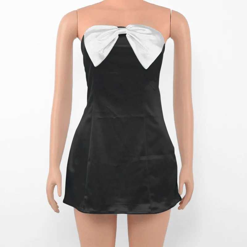 Sexy Dress Women 2024 New Strapless Summer Off Shoulder Sleeveless Casual Mini Dress Fashion Bow Elegant Club Party A-LINE Dress XJ250610