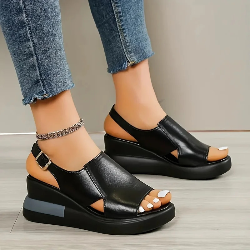 2025 Comfortable Platform Wedge Sandals Suitable for Womens Open Toe All Season Casual Shoes Suitable for Daily Wear 250604