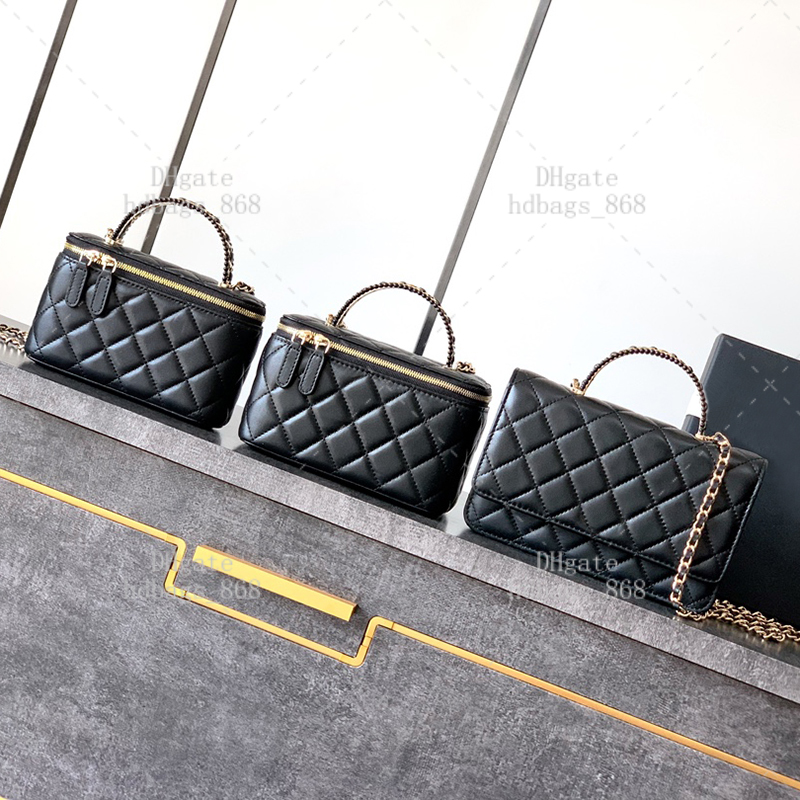 Elegant Pearled Lambskin Vanity Case Shoulder bag Crossbody bag Handbag Top Mirror quality Designer bag With Box C355