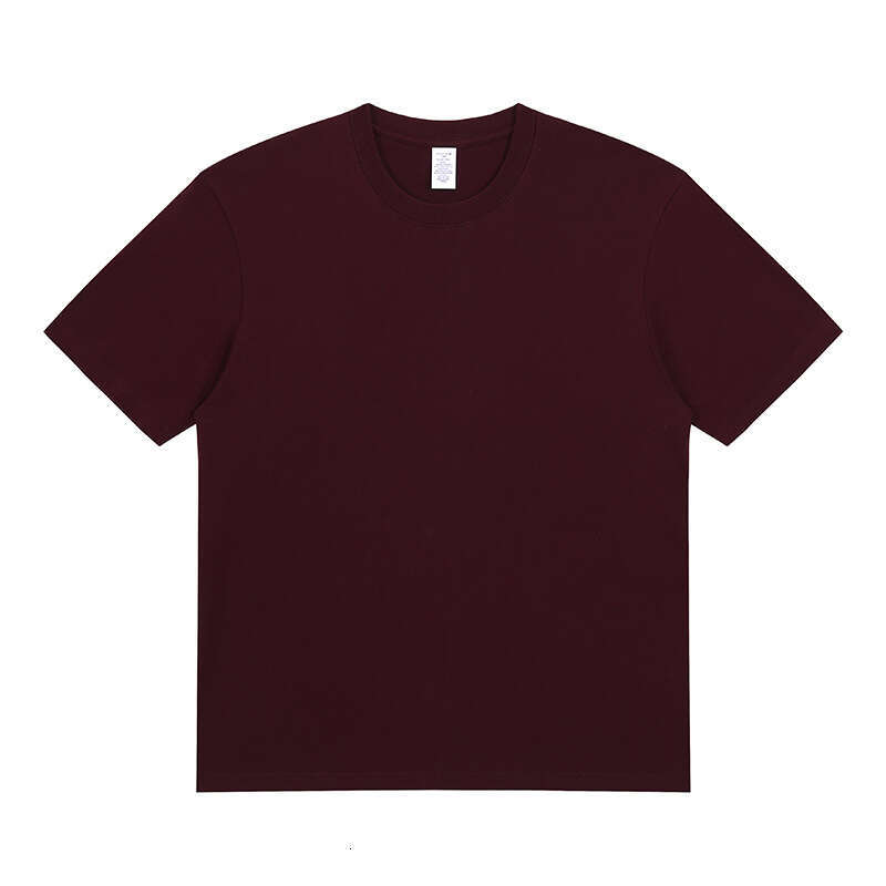 2025 T-Shirt for Men 230g Solid Color Crew Neck Short Sleeve Casual Combed Cotton Unisex Regular Shoulder Tee-Copperstone