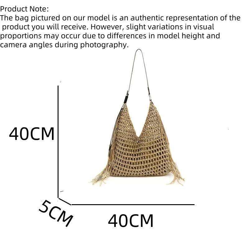 Designer Luxury Bohemian Beach Bags For Women Handbags Purses 2025 New Nylon Fabric Hollow Tassels With Inner Pocket