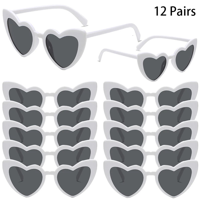 12/16 Pairs Per Set Heart Shaped Sunglasses Women Stylish Vintage Decor Sun Glasses Trendy Fashion Cute Outdoor Shades 250530