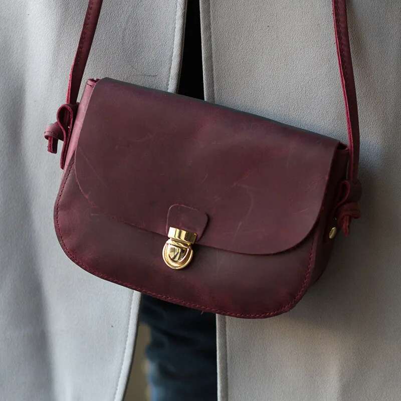 Johnature Retro Handmade Crazy Horse Leather Women Small Bag 2025 New Simple Nature Soft Cowhide Shoulder Messenger Bags