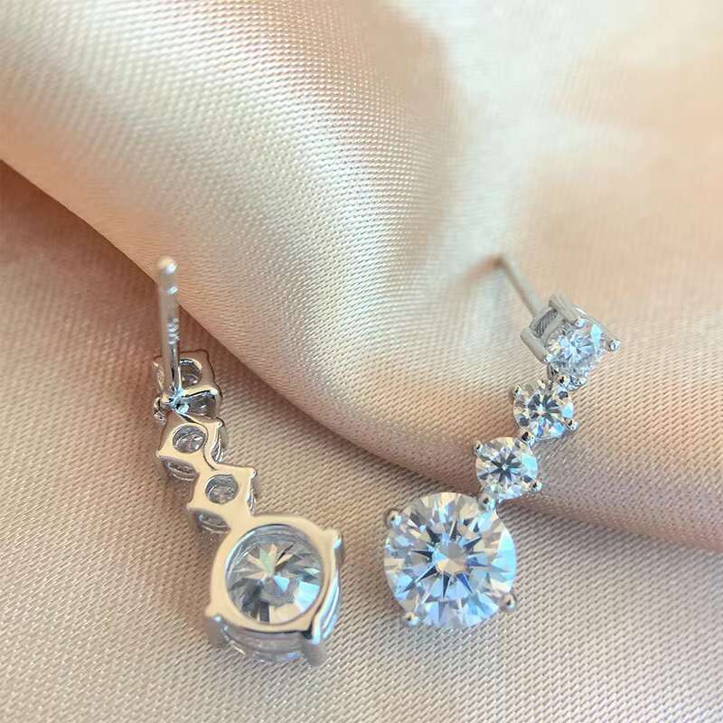 d color moissanite earrings 925 sterling silver nonallergenic fourclaw design simulated diamond long earrings