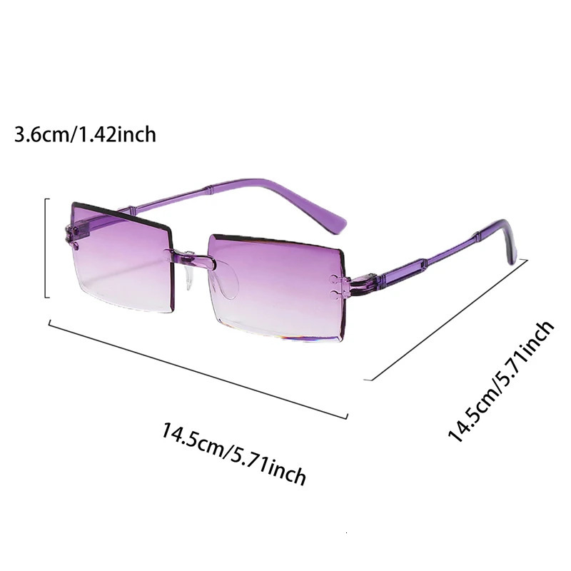 16/20 Pairs Rectangle Sunglasses Men Fashion Rimless Gradient Multicolor Beach Holiday Shades Women Trendy Rave Sun Glasses 250530