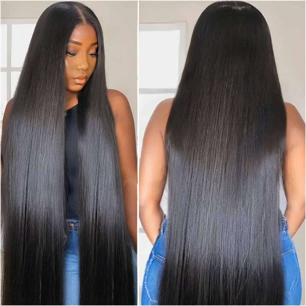 200% Density Bone Straight 13x6 HD Frontal Wigs 100% Human Hair Black Preplucked 5x5 13x4 Lace Front Wig 38 Inch Brazilian