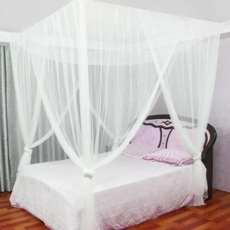 Baby Mosquito Net Four Door KingQueen Double Size Home Single Bed Prevent Insect Outdoor Square Grace White Canopy 250604z