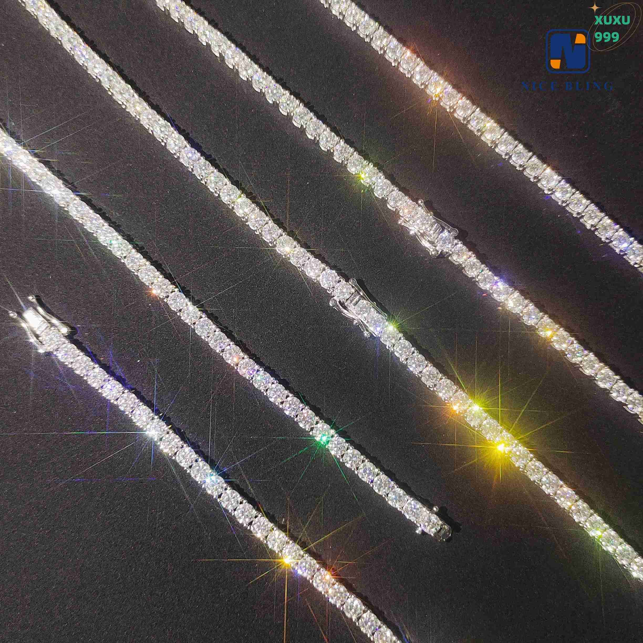 OACOCA Hip Hop Jewelry Fashion Moissanite Necklace 2mm 3mm 4mm 5mm 6.5mm Moissanite Diamond 925 Sterling Silver Necklace