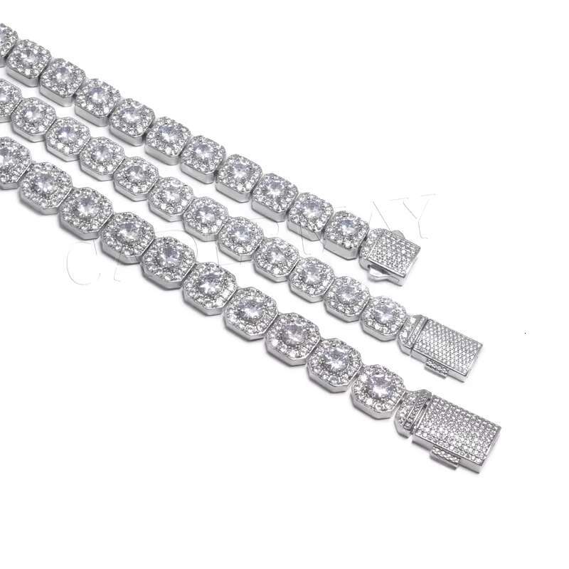 OACOCA Moissanite 925 Sterling Silver 10mm 12mm Trendy Hip Hop Jewelry Iced Out Rock Candy Tennis Diamond Necklace Tennis Bracelet