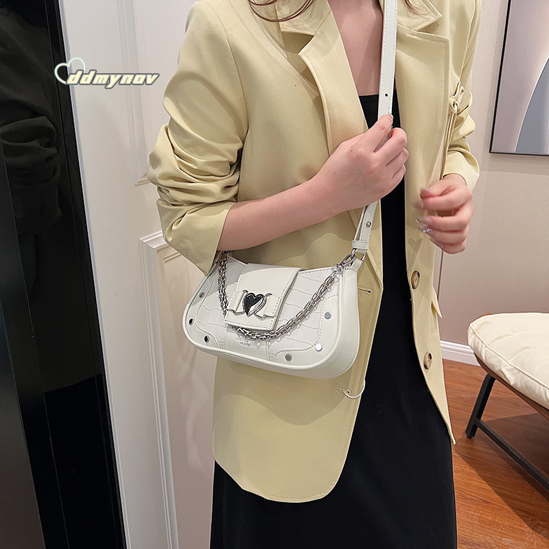French Style Niche Chain Underarm for Women 2025 New Stone Pattern Small Square Fashion Single Shoulder Crossbody Baguette Bag ddmynov