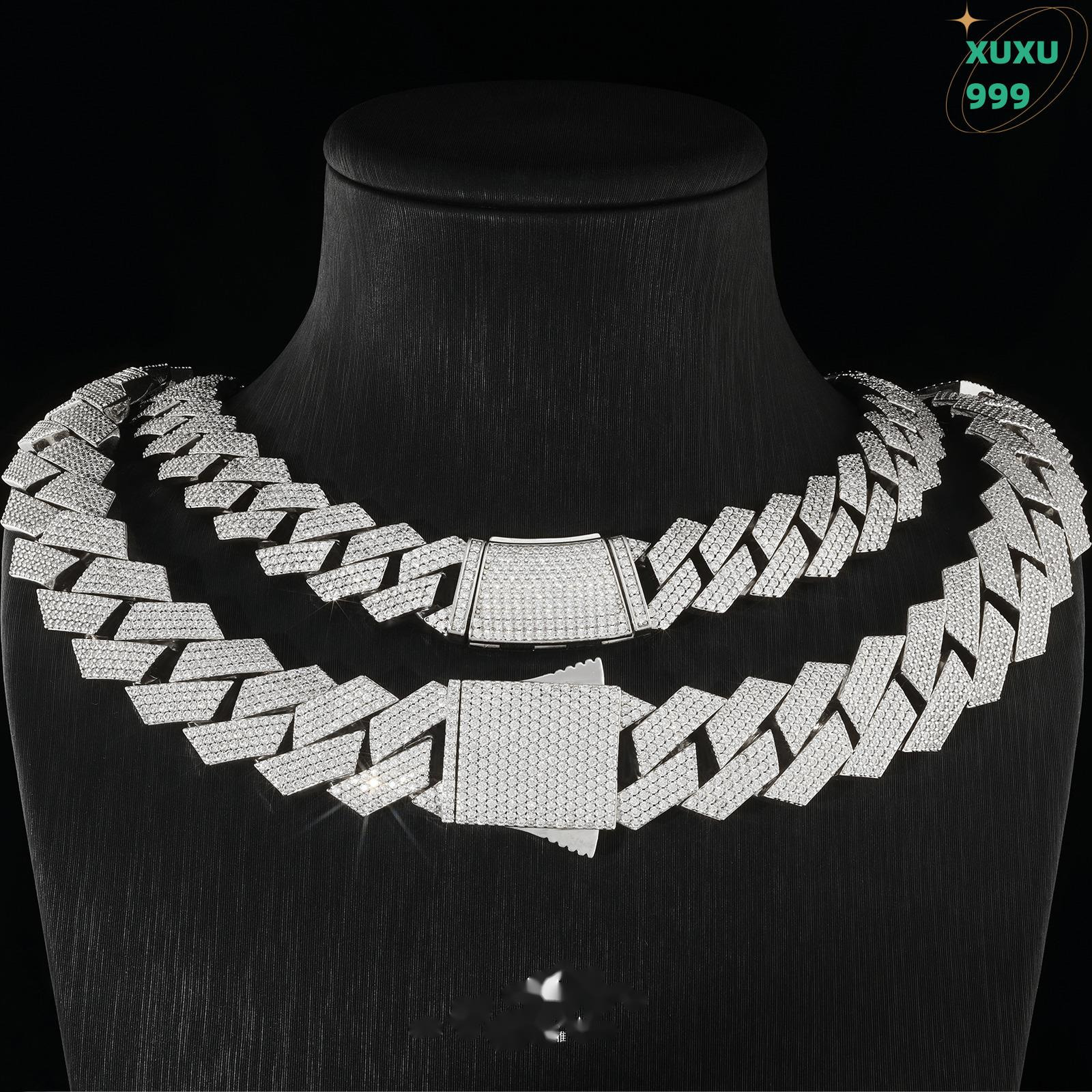 OACOCA High Jewelry Mens VVS Moissanite Necklace 925 Silver 15mm 18mm Cuban Link Chain Iced out Style