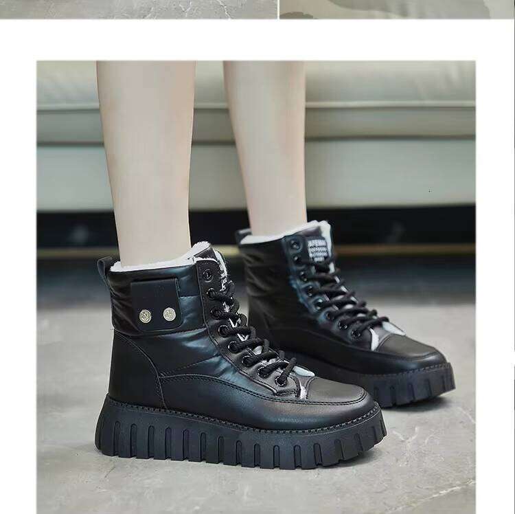 Women's Plush Cotton Winter New Boots with Thick Sole Increase and Casual Versatile High Top Shoes