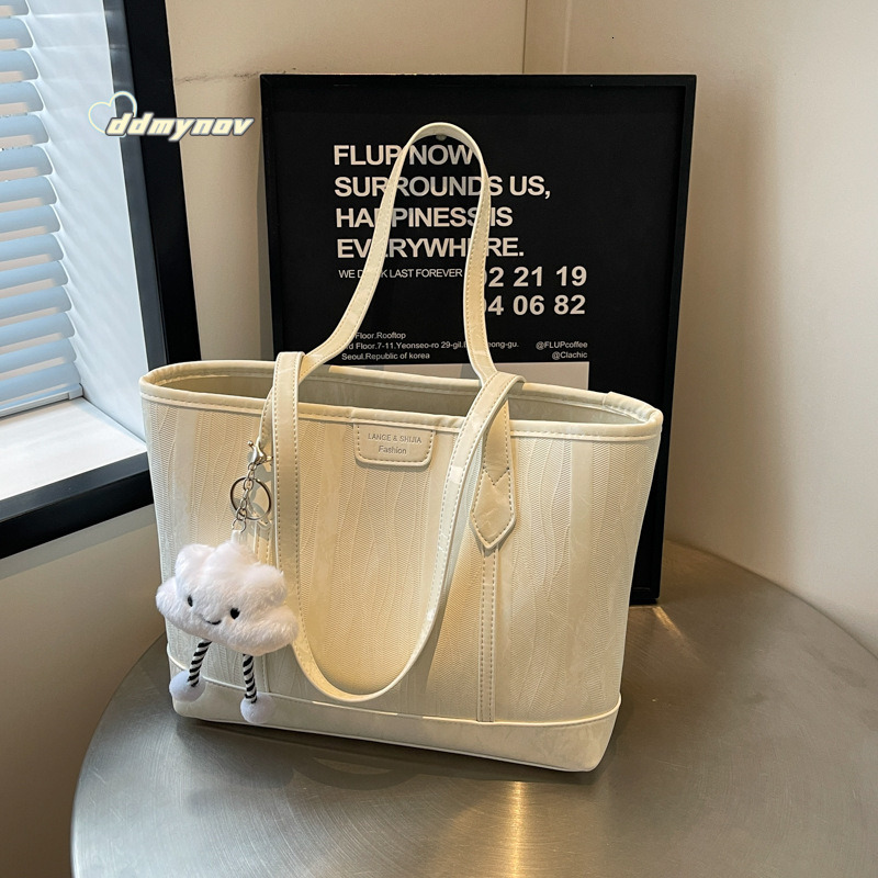 High-End Feel for Women 2024 New PU Trendy Shoulder Large Capacity Commuter Tote Bag ddmynov