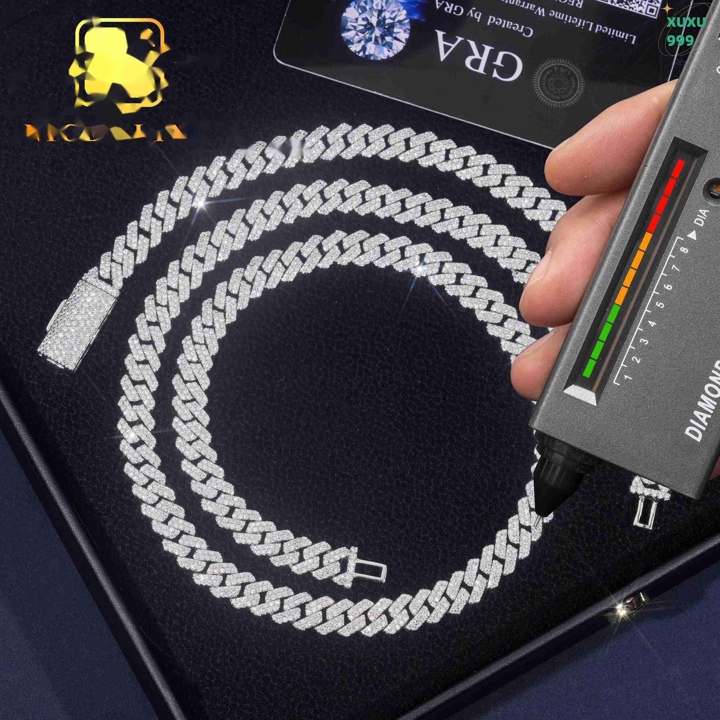 OACOCA 8mm Hip Hop Custom Jewelry Moissanite Necklace 925 Sterling Sliver Diamond Iced Out Cuban Link Chain Necklace Bracelet