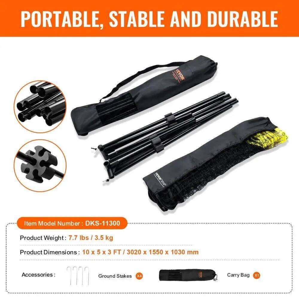Badminton Volleyball Pickleball Tennis Net Set Adjustable Portable Foldable with Poles Carry Bag for Indoor Outdoor Use