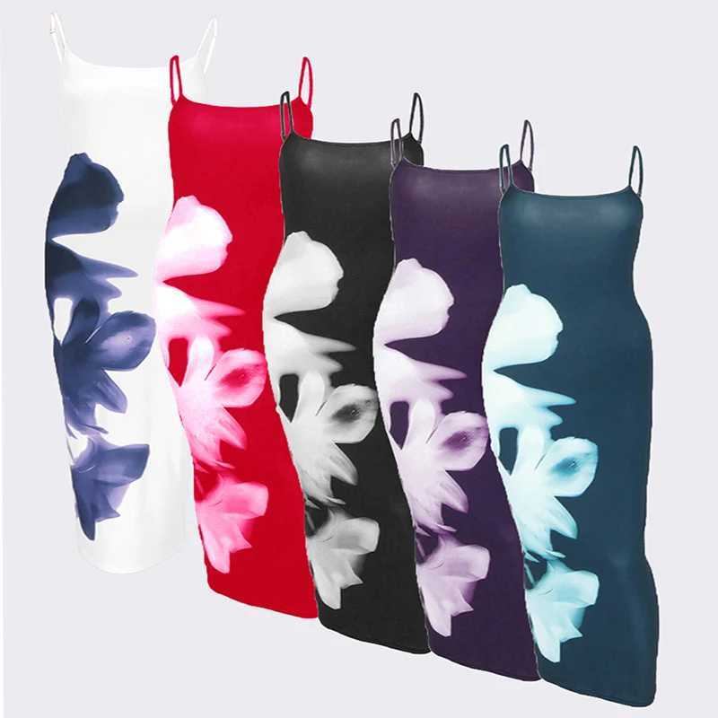 Summer Womens Dresses New Fashion Print Sleeveless Backless Bodycon Sexy Maxi Dresses Casual Streetwear Club Elegant Lady Dress XJ250610