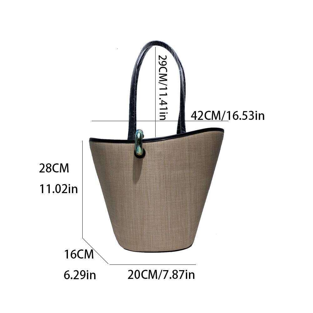 Designer Bag Large Capacity Tote For Women Designer Straw Woven Bucket Bag Metal Buckle Decoration Top Handbag And Purse
