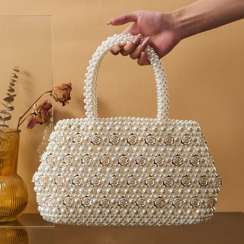 style temperament beaded bag novel female beautiful pearl handbag wedding party lady handbag 250605