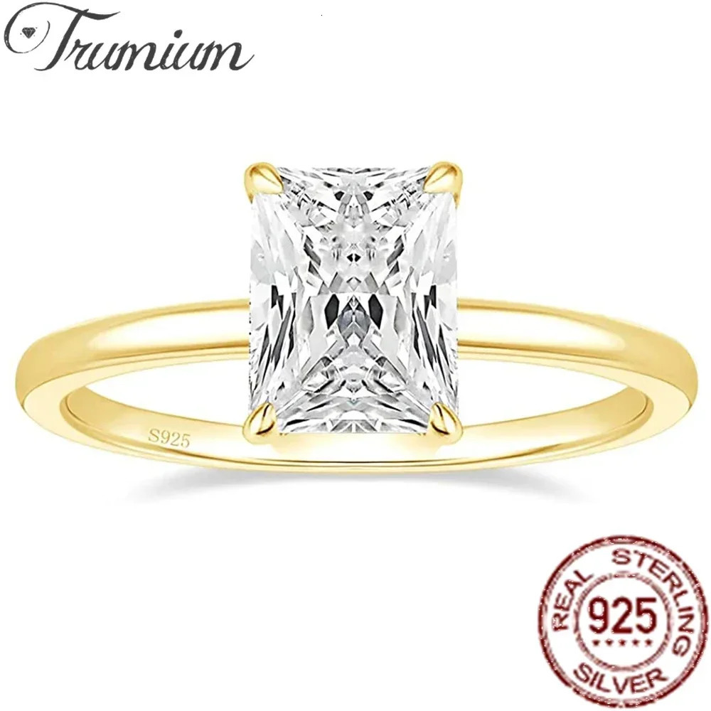 Trumium 3CT 925 Sterling Silver Engagement Rings Radiant Cut Solitaire Cubic Zircon Wedding Promise Ring Wedding Bands for Women 250610