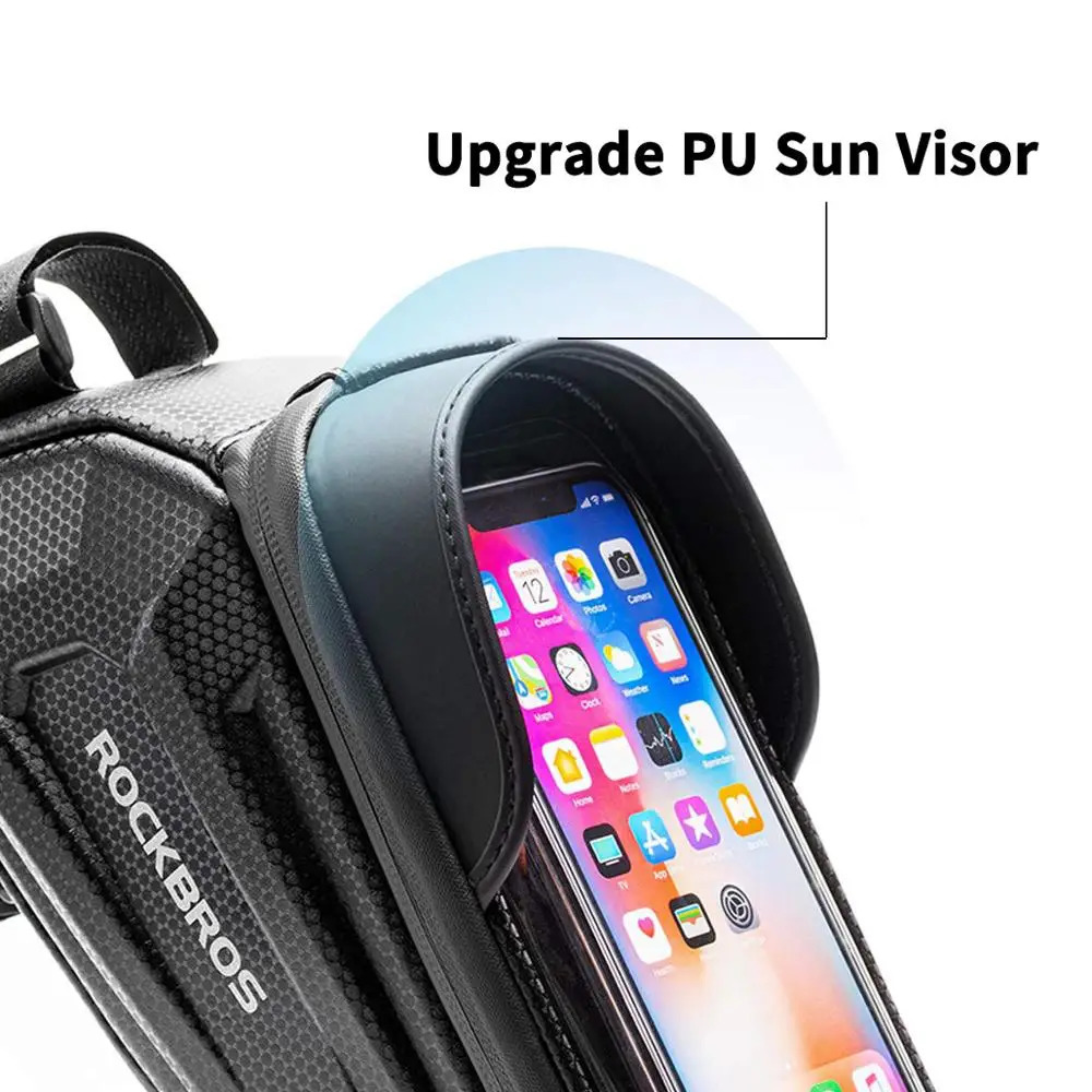 ROCKBROS Bicycle Bag Waterproof Touch Screen Cycling Bag Top Front Tube Frame MTB Road Bike Bag 6.5 Phone Case Bike Accessories 250610