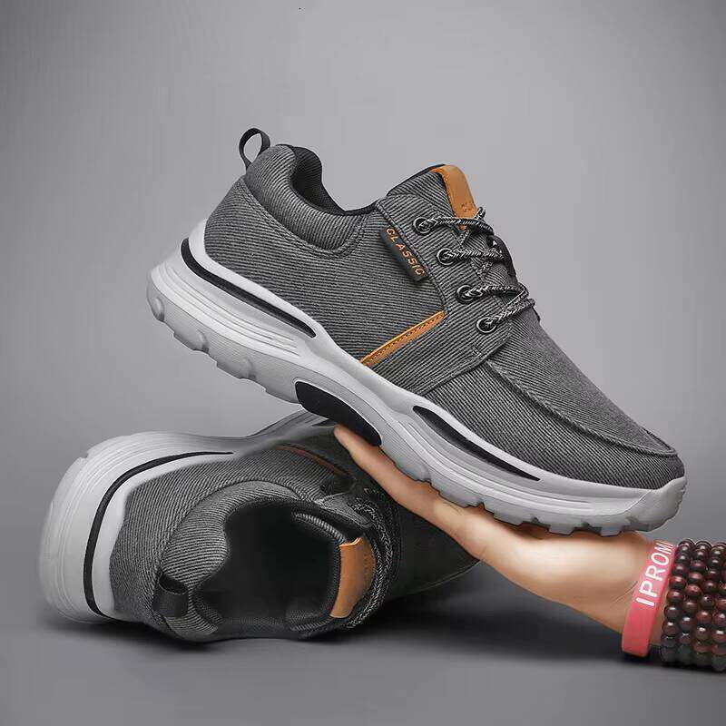Cross-border Large Size Canvas Sneakers Breathable Fashion Casual Sports High Quality Elastic Out Sole Men's Shoes