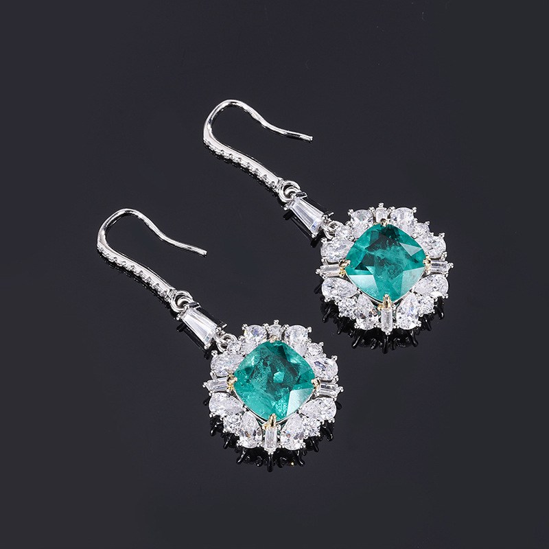 Sophisticated Women's Fashion Accessory: S925 Pure Silver Teardrop Shaped Briolette Style Ear Cuff Set Showcasing Lustrous Aquamarine Hued Man-Ma