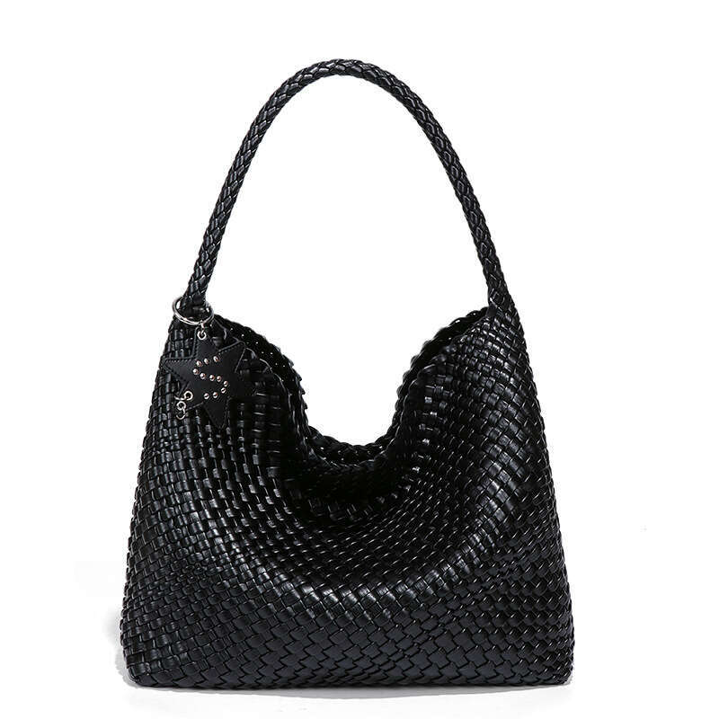 High-end Niche Design Handwoven Large Capacity Tote Casual Lazy Style Shoulder Hanging Commuter Bag