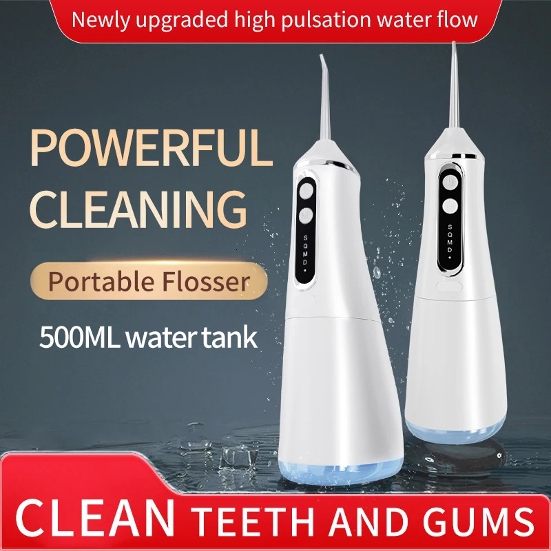 Oral Irrigator Portable Household Water Flosser USB Rechargeable Dental Water Jet Pick Flosser 4 Jet Tip Teeth Cleaner 250605