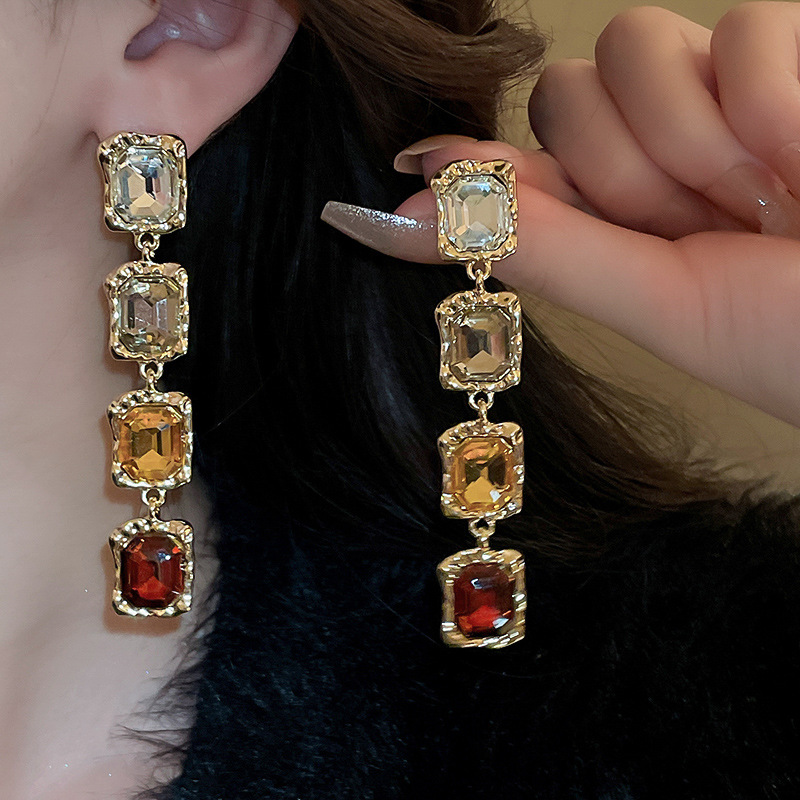 Vintage Luxury Square Gemstone Choker Necklace Set Opulent Court Inspired Statement Jewelry for Women