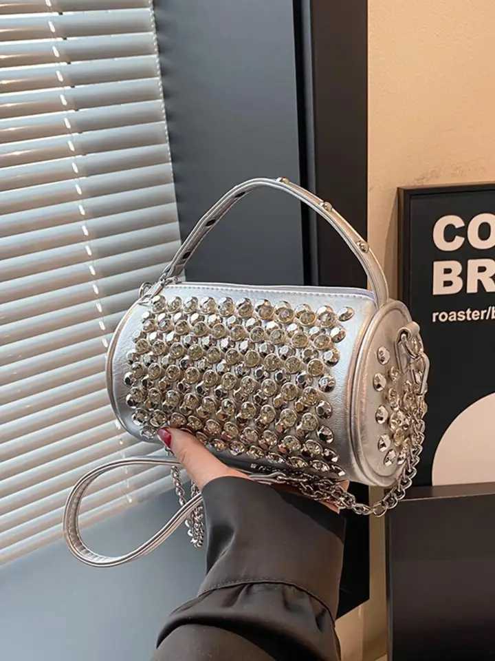 Fashion Classic Personalized Cylindrical Bag Exquisite And Stylish Versatile Diamond-Studded Banquet crossbody bag handbag Y250607