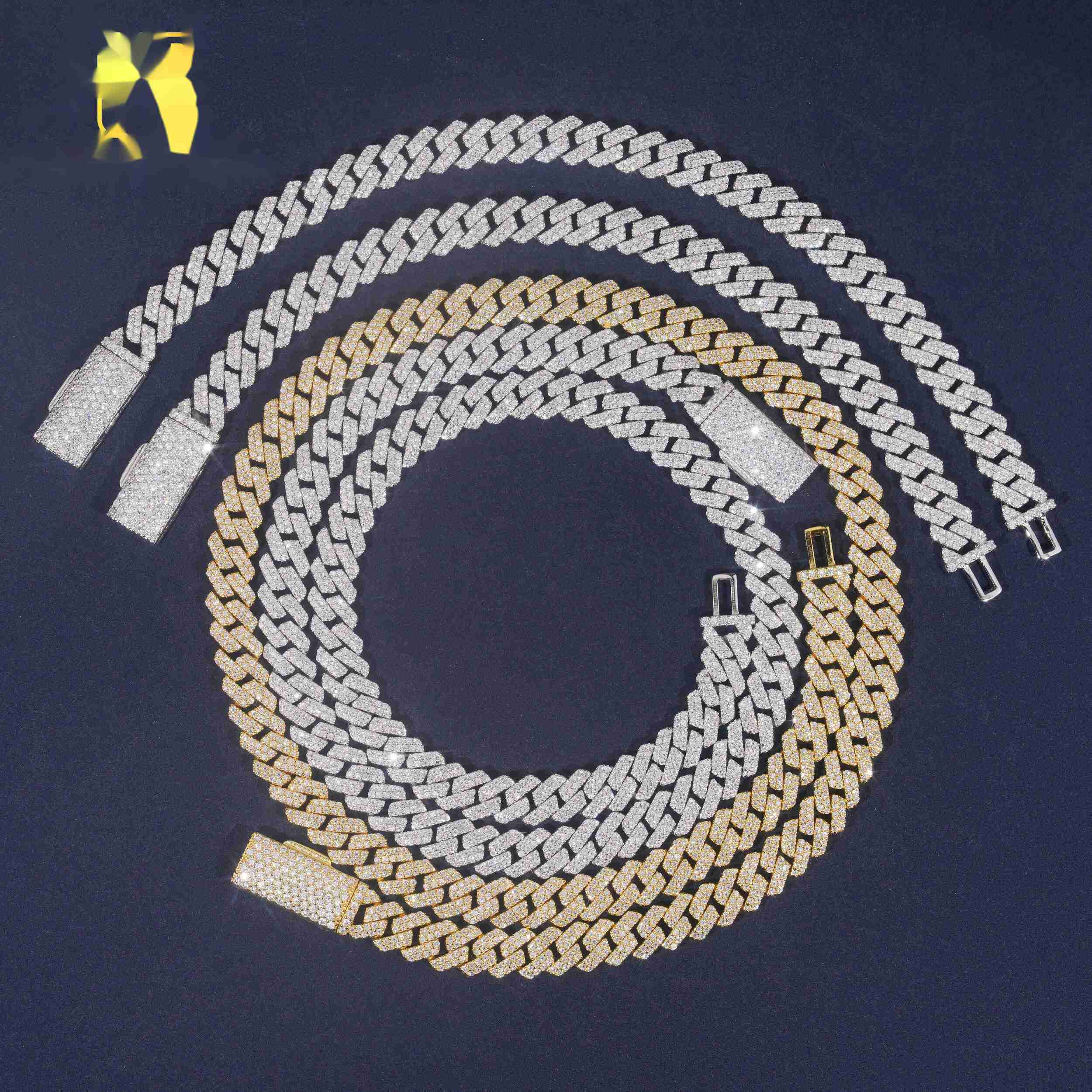 OACOCA 8mm Hip Hop Custom Jewelry Moissanite Necklace 925 Sterling Sliver Diamond Iced Out Cuban Link Chain Necklace Bracelet