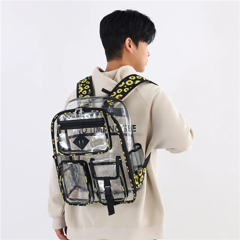 Large Capacity Student Backpack Colorful Backpack Outdoor Sports Bag Unisex Transparent Waterproof Backpack 250606