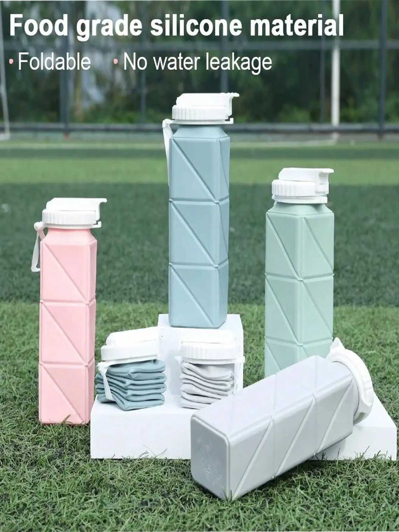 620ml Cup with Straw Lid Leak-Proof BPA Free Silicone Foldable Water Bottle Suitable for Travel Gym Camping Sports Z260202