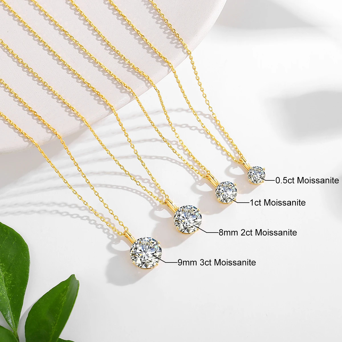 100% Real 14k AU585 Gold Pendant D Color Necklace For Women 0.5ct/1ct/2ct/3ct Engagement Jewelry 250609