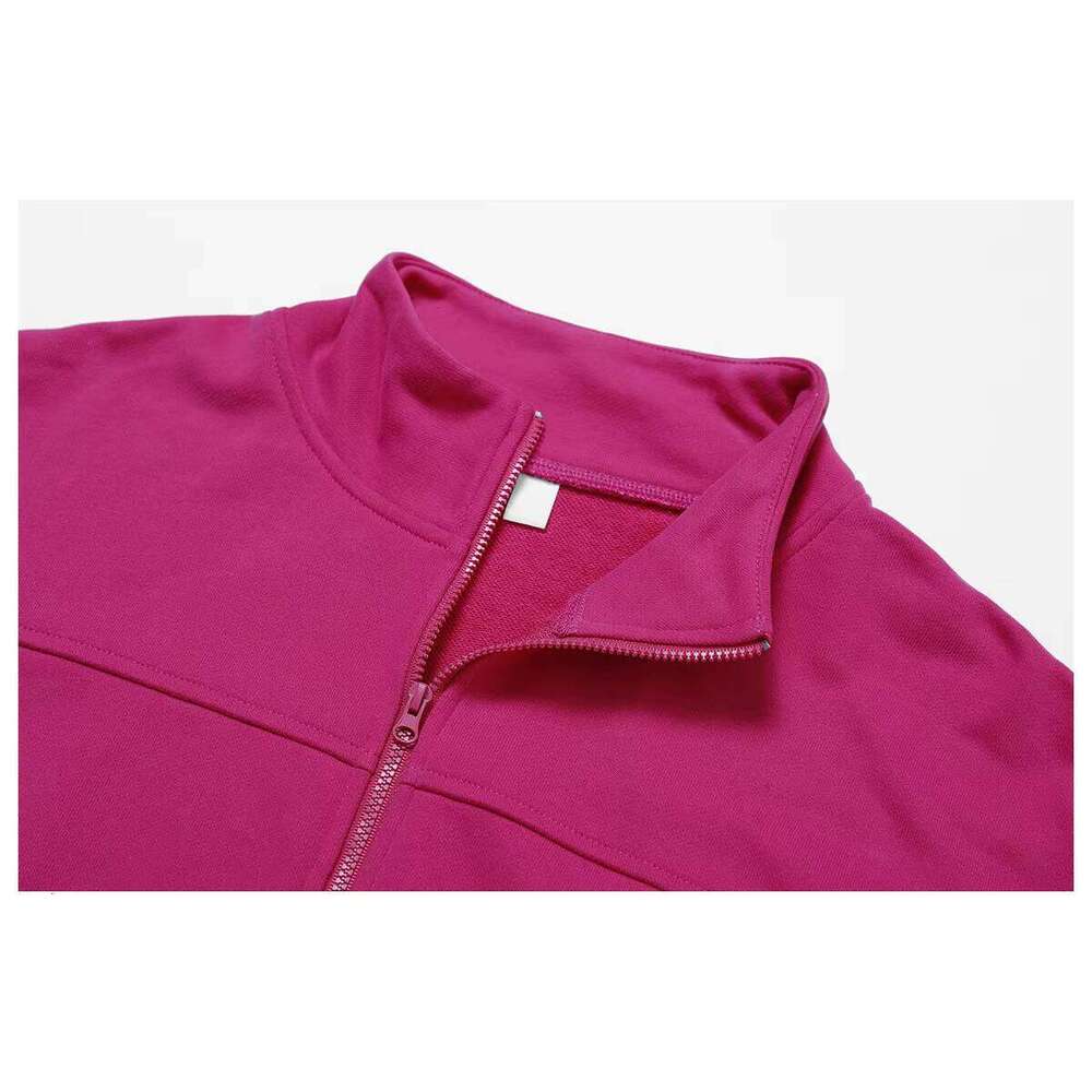 Cotton Sportswear Outdoor Sports Running Jacket High Collar Hoodie Women Drawstring Hem Short Yoga Top Sweatshirt