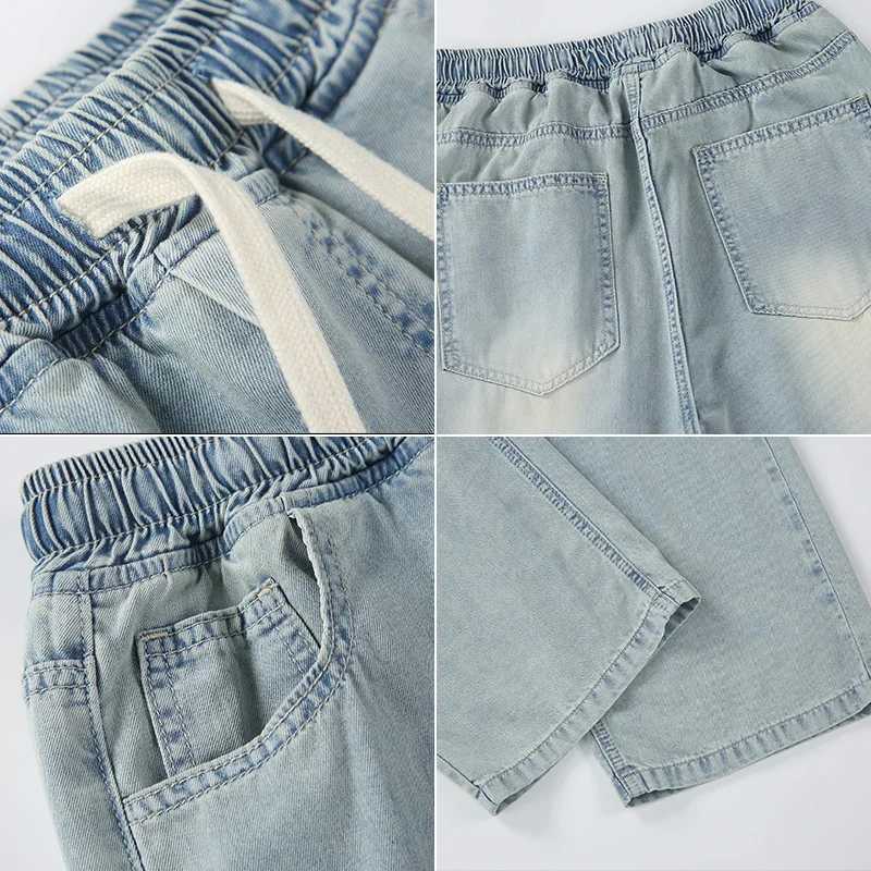 Mens Summer Jeans Light Blue Ice Silk Jeans Thin Jeans Loose-Fit Straight-Leg Pants Casual Pants Loose Straight Wide Leg Pants M250610