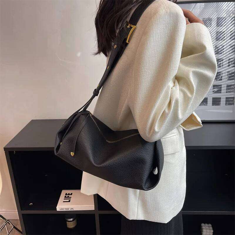 Retro Women Bucket Shoulder 2023 Trend Fashion Designer Leather Zippered Large Capacity Crossbody Bag Women's Handbag Wallet