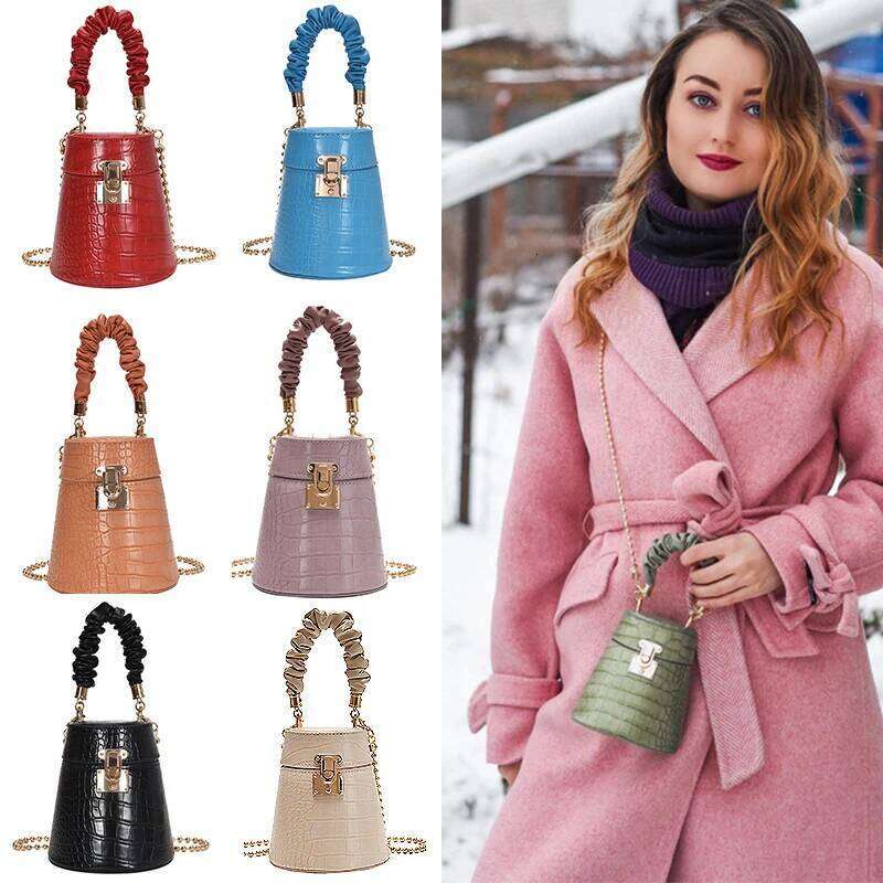 Crocodile Pattern Small Bucket Crossbody Bags For Women Fashion Purses And Handbags Female Designer Bag Brand