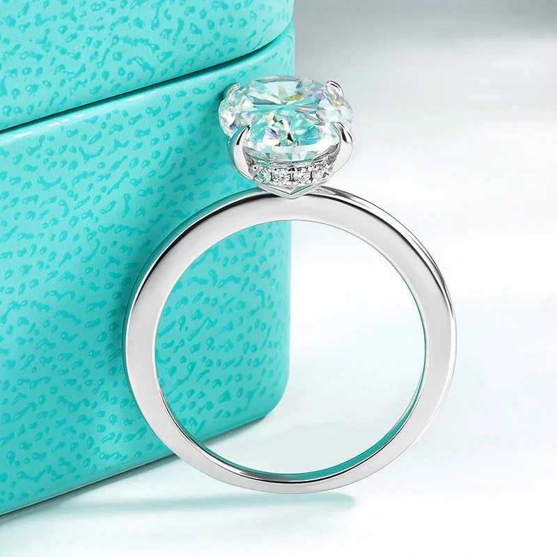 TFGLBU 4.5CT All Diamond Ring for Women Oval Cut Bridal Sets Solitaire 18k Plated Wedding Promise Band 925 Silver GRA 250610