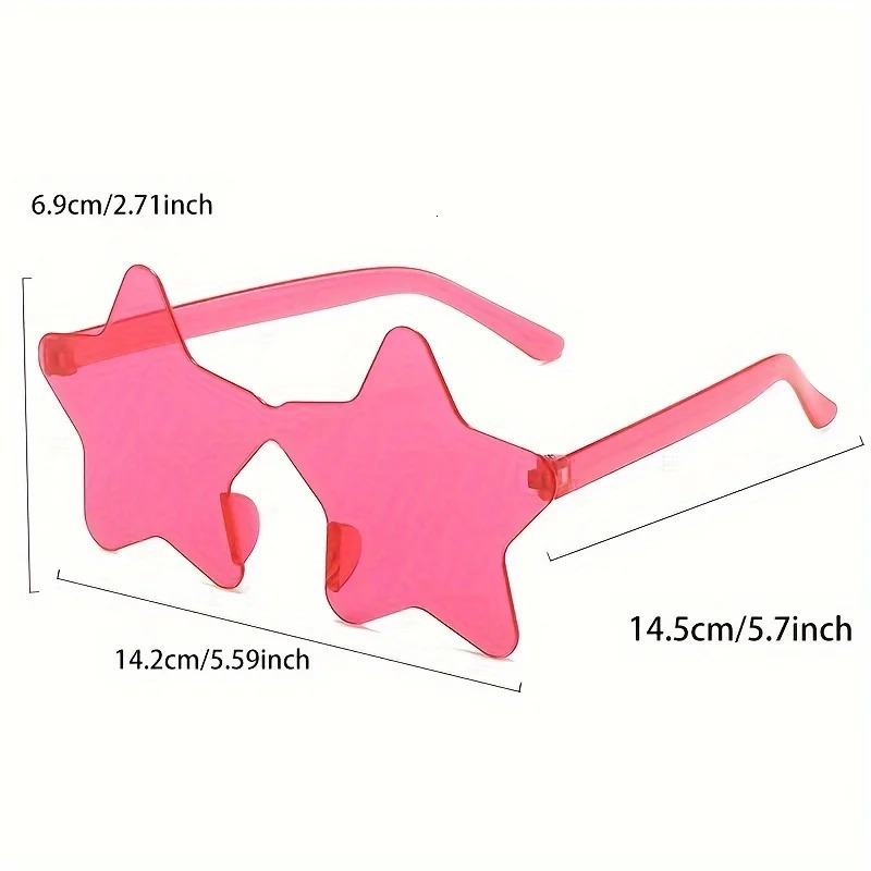 25 Pairs Rimless Star Shaped Sunglasses Men Fashion Cute Candy Color Beach Vacation Decor Shades Women Trendy Rave Sun Glasses 250530