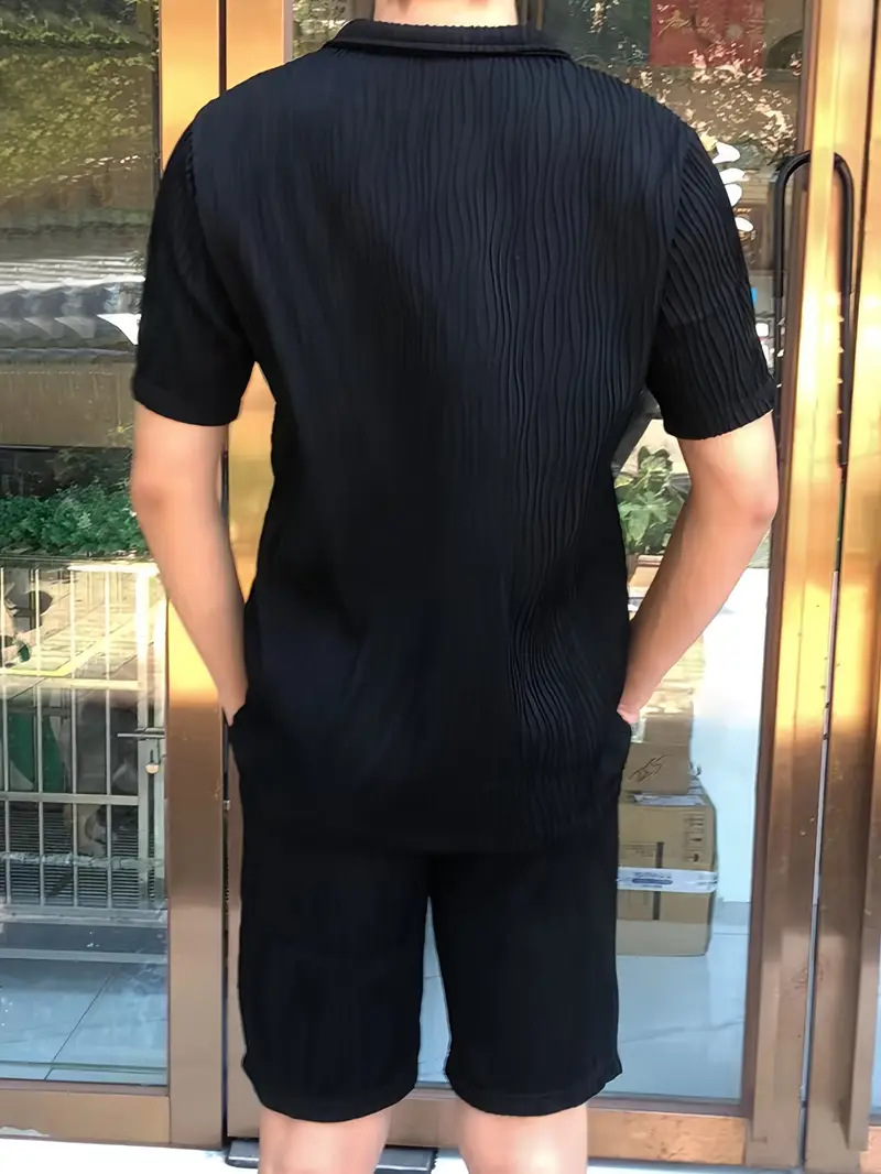 Clothing mens designer tracksuit set Man wavy casual breathable black white short sleeved shirt and shorts set 2 piece sets Track Suit