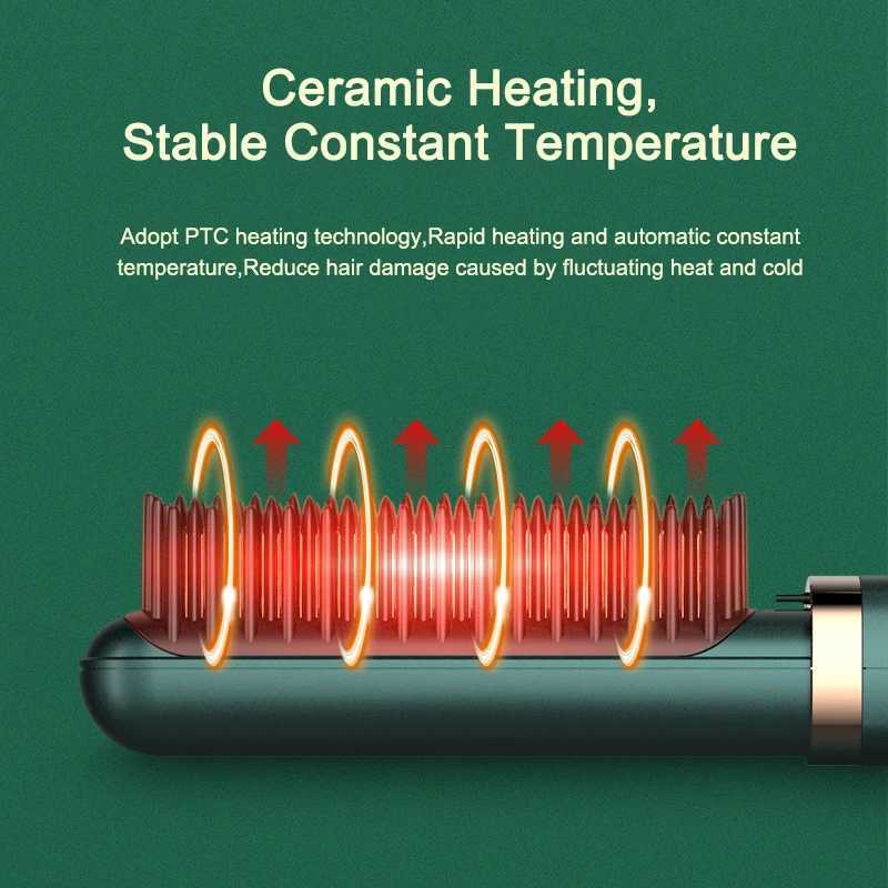 Multifunctional 2 in 1 Negative Ion Ceramic Electric Heat Brush Hair Straightener Hair Styling Tools Heating Comb W250610